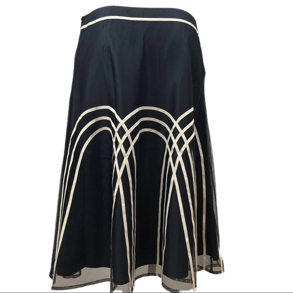 LOFT Petite Blue & Ivory Mesh Midi Skirt | 8P NWT - Picture 2 of 6